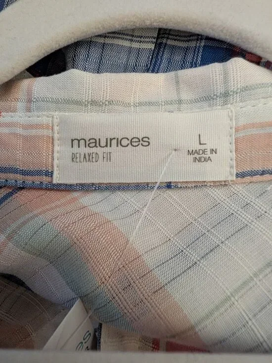 Maurices | NWT Relaxed Fit Plaid Button-Down | Size L - Picture 5 of 7